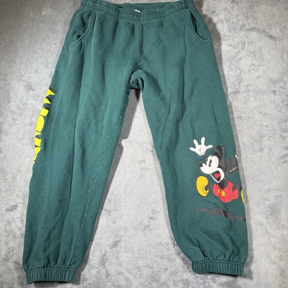 Disney Other - Disney Mickey Mouse Sweatpants‎ Size Medium Green Mickey & Co Joggers